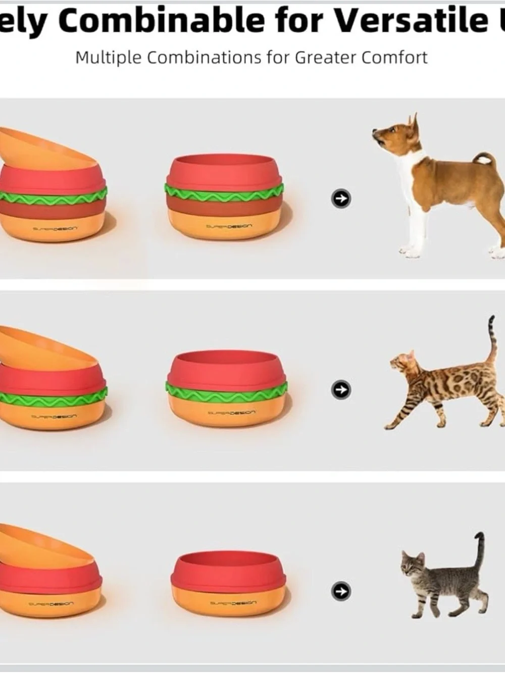 Interactive Hamburger Slow Feeder Dog Bowl - Orange, Red & Green